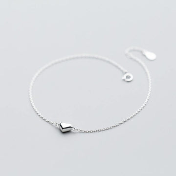925 Sterling Silver Minimalist Romantic Shiny Heart Bracelet- Wholesale Prices by Jewellery Supermarket - The Jewellery Supermarket